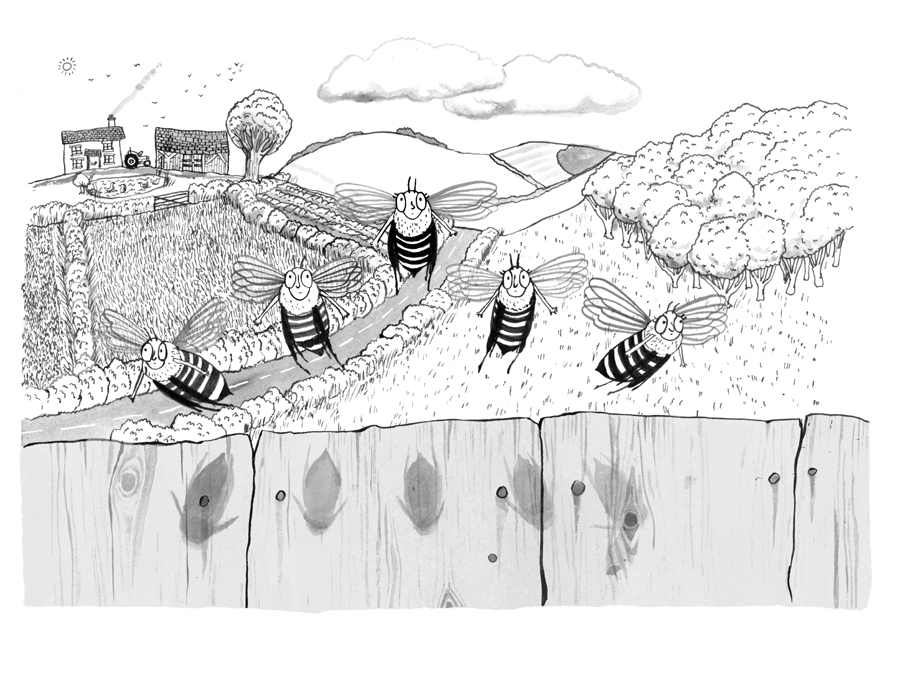 The bees are searching – an illustration from Busy Bee and the Silent Spring