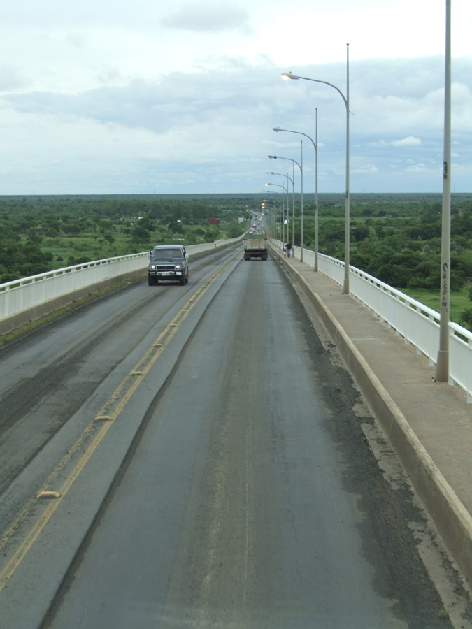Over the top of the bridge, leaving Asuncion, Paraguay