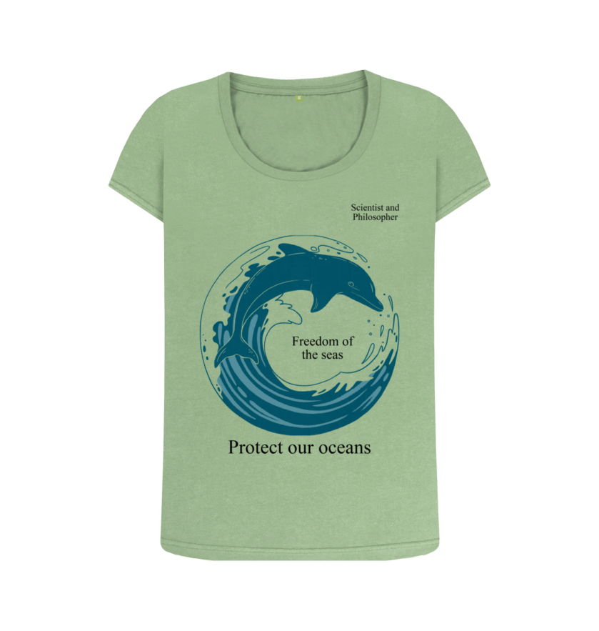 Scientist and Philosopher Women's scoop neck organic cotton Freedom of the seas Protect our oceans T-shirt